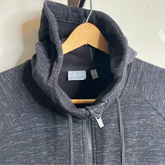 Athleta Stronger Long Long COZY Hoodie black/charcoal Multi zip front Size S - Picture 6 of 10